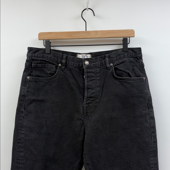 Free People We the Free Bren Relaxed High Rise Jeans Black Distressed Denim 30 - Picture 4 of 10
